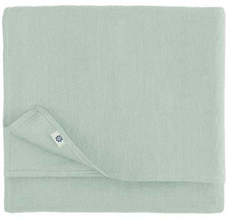 Linen & Cotton Tischdecke Stoff Tischtuch Tischwäsche Hygge -100% Leinen, Hellblau/Blau (140 x 400 cm) Rechteckig Lang für Home Küche Esstisch Restaurant Hotel Cafe Party Deko