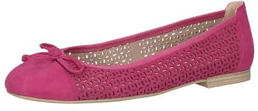 CAPRICE Damen Ballerinas aus Leder mit Lochmuster, Lila (Fuchsia Suede), 39 EU