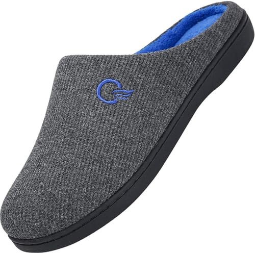 Mishansha Pantofole da casa per Uomo Bicolore in Memory Foam Inverno Peluche Scarpe Morbido Confortevole e AntiscivoloUomo Grigio Scuro 44/45 EU