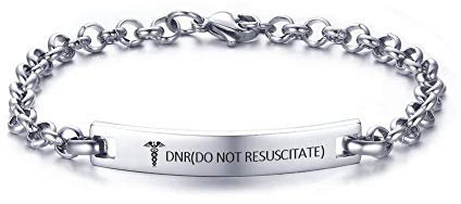 XUANPAI DNR(DO NOT RESUSCITATE) Gravierte Medical Alert Armband Denken O-Link Kette Armband Medic Name ID für Frauen Mädchen, einstellbar 7,5