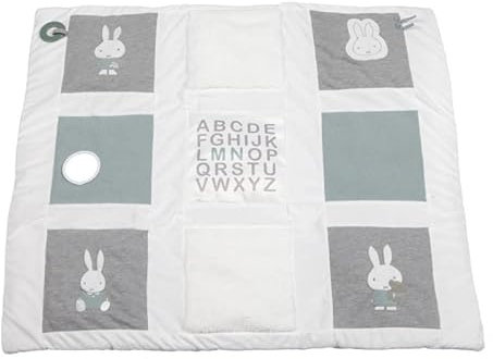 Tiamo NIJN675 Miffy Hase Strick Activity Krabbeldecke weiß grau stonegreen 85x100 cm