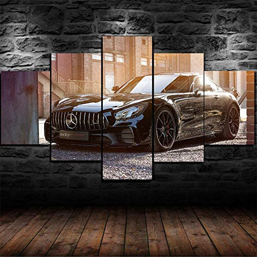 LIVELJ Puzzle-Mercedes AMG GT R/gerahmt/5 Teilig Leinwand stück Kunstdruck Lein wandbild HD Leben Wohnzimmer Büro Dekoration Gesamtgröße: (H-80 cm x M/B-150 cm)