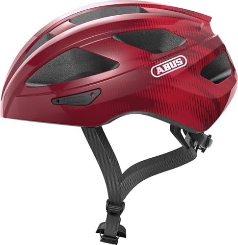 ABUS Rennradhelm Macator - sportiver Fahrradhelm für Einsteiger - auch für Zopfträger/-innen - für Damen und Herren - Bordeauxrot, Größe S