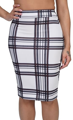 Oh! Pretty Women's UK Elasticated Waist Women's Skirts Midi Pencil Skirt Black Skirt Knee Length Pencil Skirt Ladies Skirts Multiple Colours Plus Size 8-22