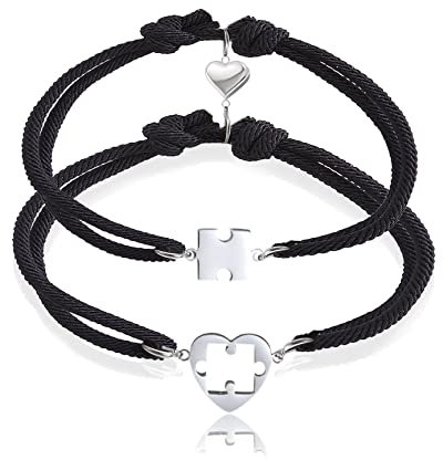 Magnetisches Pärchen Armband für verbundene Paare, Partnerarmbänder Herz Magnet Weihnachten Geschenke für Herren und Damen