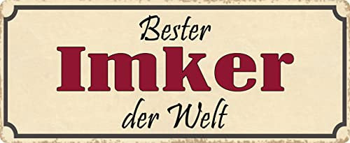 Metall Schild 27x10cm Bester Imker der Welt Sprüche Blechschild