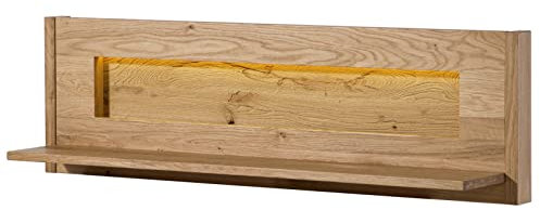 MASSIVMOEBEL24.DE | Cardiff Wandregal aus Massivholz inkl. LED-Beleuchtung #150 | Wildeichenholz - Natur, geölt | 123 x 25 x 38 cm | Wandboard Schweberegal Regal