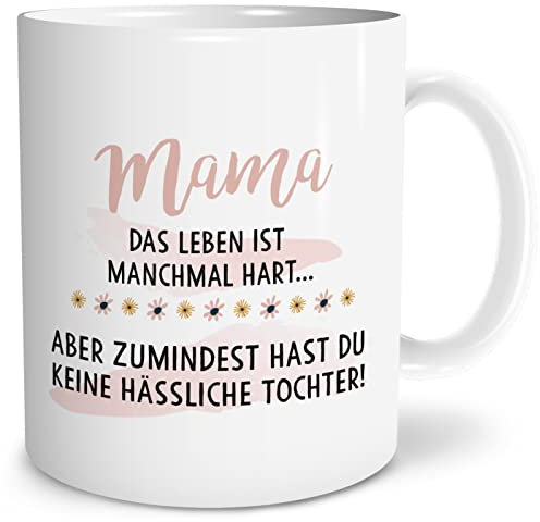 OWLBOOK® Geschenke für Mama zum Geburtstag | Mama Geburtstagsgeschenk für Mama | Mama Geschenk | Weihnachtsgeschenke für Mama | Leben ist manchmal hart Tasse | Keramik 300 ml