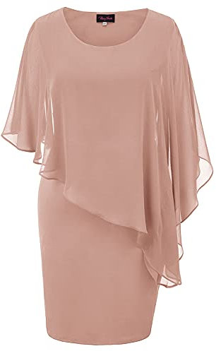 Hanna Nikole Robe de soirée Grande Taille pour Femmes Robe Droite enveloppée de Hanches avec Superposition Rose foncé M