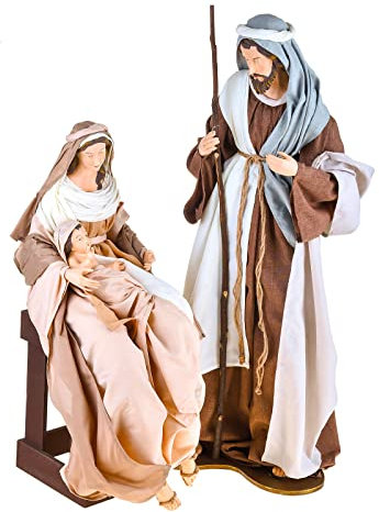 Magie di Natale Krippenfiguren mit Stoffkleidung, Höhe 60 cm (Rosa und Elfenbein)