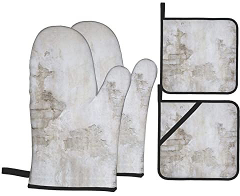 Rock Wall Ofenhandschuhe und Topflappen-Sets, Futter für Küche, Backen, Grillen, 4 Stück