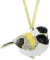 Handbemalte emaillierte hängende Goldfinch-Vogelfigur, Elegante Weihnachtsdekoration mit Kristallen, Vogel-Sammelstück, Andenken, Heimdekoration, für Weihnachtsbaum oder Fenster, Satinband