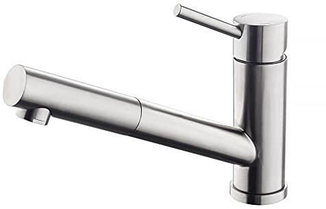 LAXARA® KANOLA Küchenarmatur aus massivem Edelstahl 304, Auslauf ausziehbar | Wasserhahn Edelstahl | Hochdruck - Edelstahl gebürstet | Designt für moderne Küchen | LongLife-Keramikkartuschen