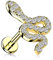 Treuheld® Labret Piercing mit Kristall Schlange | 2 Größen | 3 Farben [3.] - gold - 1.2mm x 6mm