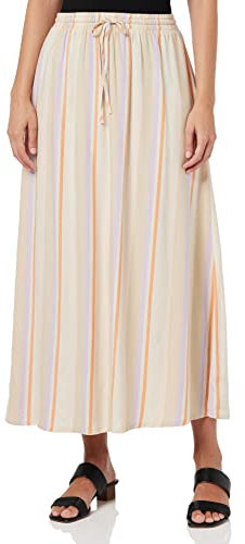 ONLY ONLTINE Midi Skirt Wvn Gonna, Whitecap Gray/Stripes:Purple Rose + Orange Peel + Irish C, M Donna