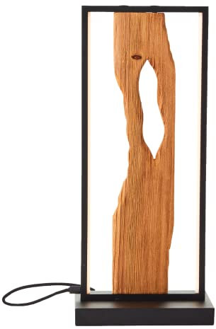 Brilliant LED Tischleuchte 50cm Tischlampe LED Tischlampe schwarz/holz, Aluminium/Metall/Holz, Dekolampe Holz mit Kabel, Deko Tischlampe, Modern Lamp, Wood Desk Lamp, 1x LED Integriert