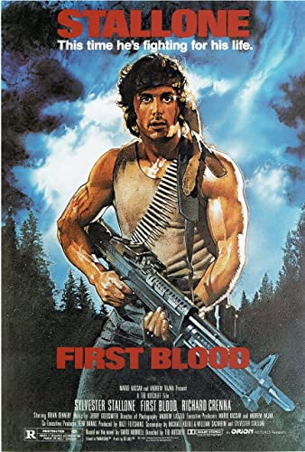 Rambo I 1982 Poster A2 - Filmkunstposter in verschiedenen Größen für Wohn- oder Schlafzimmerideen. Randlose Kultfilmbilder, klassische ikonische 70er, 80er, 90er Jahre, Vintage-Retro-Wanddekoration,