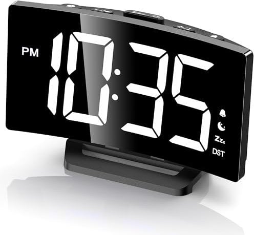 GOLOZA Digital Alarm Clock for Bedrooms, Digital Clock with Customizable Night Mode, 5 Levels Brightness+Off, 2 Volume, 3 Alarm Tones, Snooze, USB Charging Port, Power-Off Memory, 12/24H/DST Beside