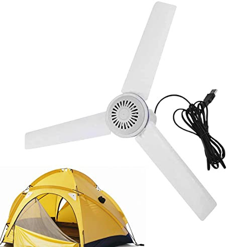 Yunmiao Ventilador de Techo, Ventilador de Techo USB para Viajes al Aire Libre, Enfriador de Aire Resistente al Desgaste, Techo para Acampar Alimentado por batería para el hogar, habitación