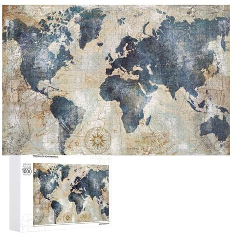 Puzzle 1000 Teile Weltkarte Poster Spielzeug Für Erwachsene Dekompressionsspiel 75x50 Holz