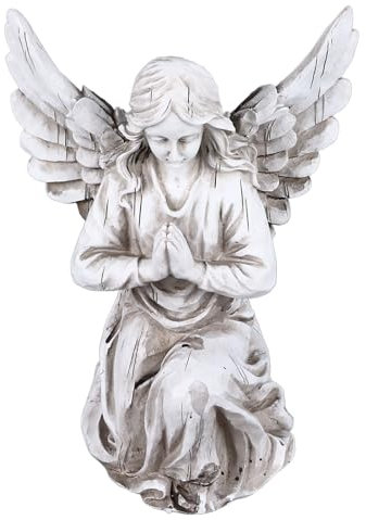 Cocoarm Statue de jardin ange en résine - Décoration d'extérieur - Peinture à la main - Pour la décoration de la maison, terrasse, cour et jardin - 25,4 x 19,1 x 14,5 cm
