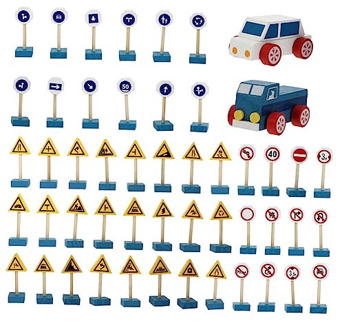 DRESSOOS 1ensemble Panneaux De Signalisation Routière Éducatifs Jouets Bois pour Apprentissage des Signaux De Circulation Jeu De Reconnaissance Sécurisé Et Pratique