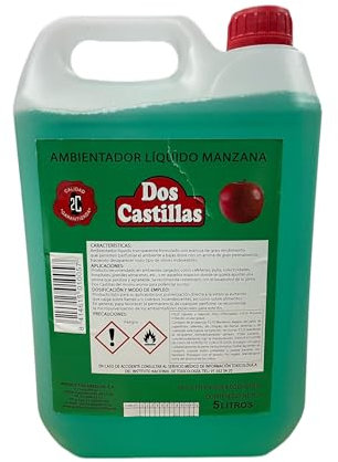 Ambientador Líquido de Manzana • Ambientador Hogar Duradero • Aroma Agradable para Hogar y Establecimientos • Garrafa de 5 Litros industrial