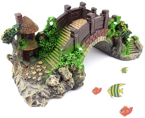 CuiCanfla Aquarium Dekorationen Künstliche Ornamente aus Harz, Aquarien Zubehör Kunstharz-Bogenbrücke, für Fisch Tank Ornament Dekoration, Aquarium Brücke, Heimdekoration