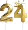 Geburtstagskerzen Zahlen mit Krone 24, 5cm 3D Gold Geburtstagskerzen, Geburtstag Kerzen,Kerzen Geburtstag,Tortenaufsätze Kuchen Topper Dekoration Hochzeit Geburtstag Jubiläum Feier Lieferungen(24）