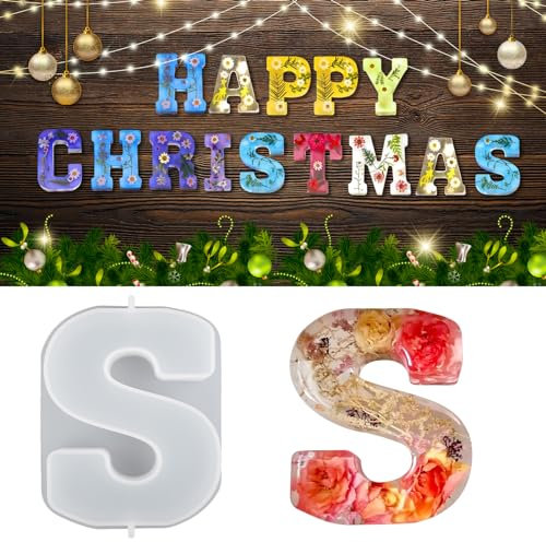 WIKIMO Silikonform Buchstaben Groß, 18 cm/7 inch Epoxidharz Formen für 3D-Alphabet, Silikonform GießForm für Geburtstag Hochzeit Party Weihnachten Kunst Basteln Ornamente(S)