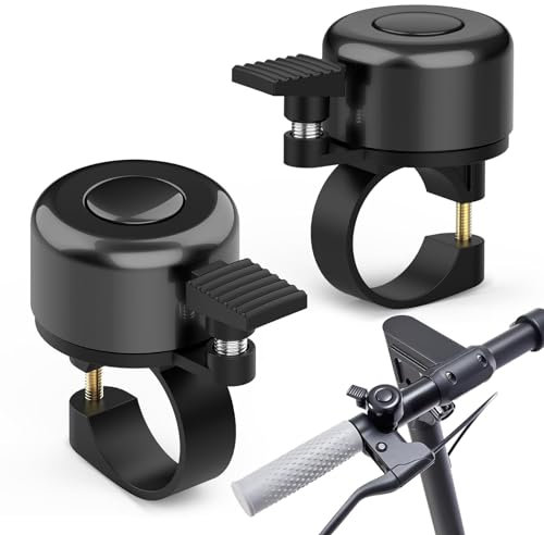 ATOYOGA Campanello Bici (2pcs Nero) Classico Campanellino Bicicletta in alluminio con suono forte e chiaro, Accessori Bici adatta a manubri standard 22mm, Bike Bell Adulti e bambini