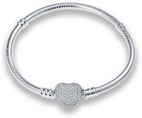QIKAOLA S925 Bracciali in argento sterling per Pandora charms Moments Bracciali con catena a serpente per le donne