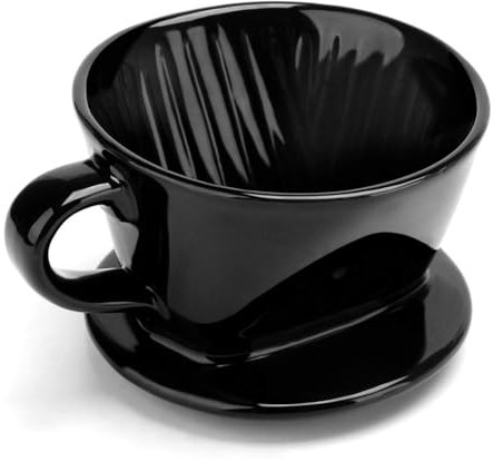 Ginobili Coffee Filter Cup, Single Cup Coffee Dropper Made of Black Ceramic, Reusable Filter Drip Holder, Durable, Easy to Use