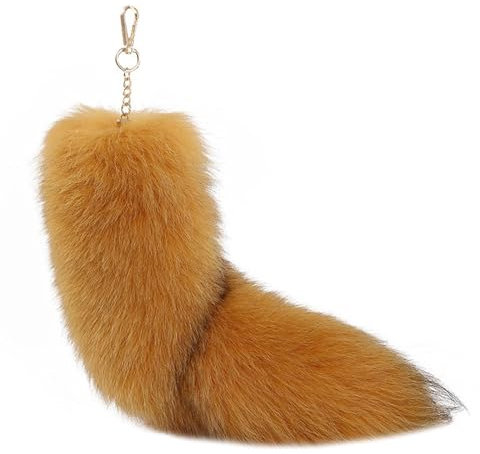 SANRLO Schlüsselanhänger mit Fuchsschwanz, Kunstfell, Fuchsschwanz, Schlüsselanhänger, weich, pelzig, Taschenanhänger, Schlüsselanhänger, Handtaschen-Zubehör, Gelb 6