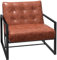 HOMCOM Chesterfield-Sessel, Relaxsessel, Sitzfläche mit Rückenlehne, gepolstert, Metallgestell, Schwarz, Bezug aus Synthetik, rostrot
