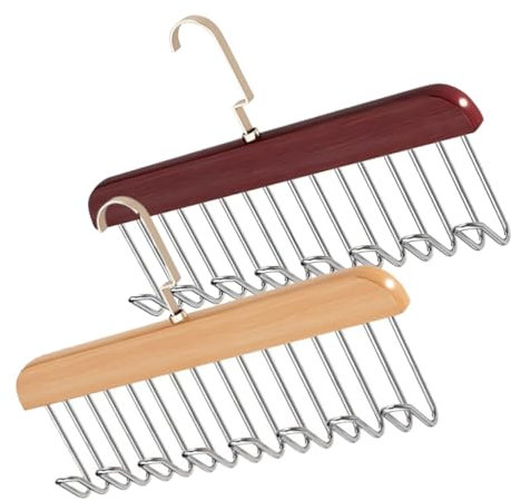 PRETYZOOM 2 Piezas De Madera Maciza con Múltiples Ganchos para Colgar Ropa Cinturón Ganchos Organizadores Percha para Armario Percha para Bolso Armario Percha para Chaleco Perchas