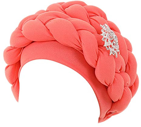 Classico Uomo Moda Donna Perline Cappello Treccia Musulmano Increspatura Cancro Wrap Cap Cappellini di sonno Foderato di raso Cuffia Capelli Duro Cappello Lungo Inverno Cappelli Uomini Bianco Beanie