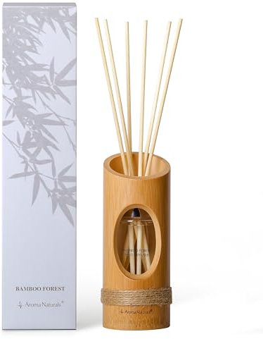 Aroma Naturals Duftstäbchen Raumduft 100ml Bambusflasche Raumduft Stäbchen Natürlicher und Langlebiger Rattanstäbchen, für Wohnzimmer, Schlafzimmer, Büro, Bad (Die Ruhe des Bambuswaldes)