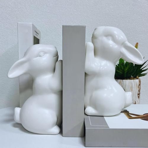 SQAQS Banksy Couple Creative Buchstützen, Heavy Duty Bücherregal für Arbeitszimmer, Wohnzimmer und Büro, skandinavische Licht Luxus Bücherregal Dekoration, Desktop Storage Bücherregal (Weiß)