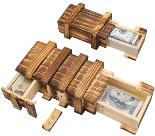 Camptrip 2 Stück Holz Geschenkbox, Magische Rätselbox mit Sicheren Fächern, Geschenkbox Geburtstag Magische Geschenkbox Puzzle Box für Geschenk Schmuck Geld, Hochzeit Geburtstag Geschenk