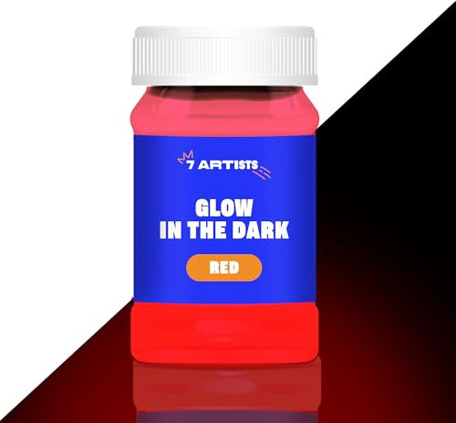 7 Artists Pintura Fluorescente en la Oscuridad Rojo 100 ml Paint Glow in the Dark | Pintura Luz Negra | Pintura Luminiscente | Pinturas Neon | Pintura Brillante en la Oscuridad | Tempera Fluorescente
