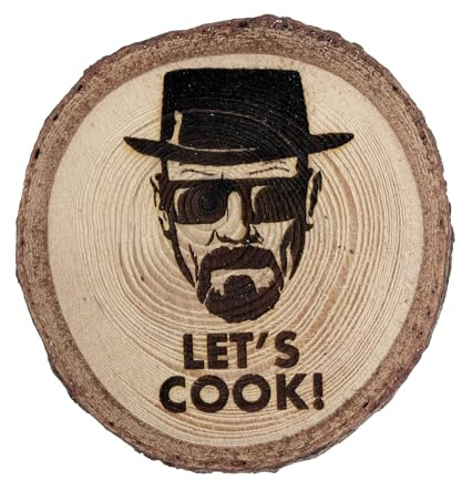 Magnet | Magnet | Geschenk | Deko Souvenir auf Holzscheite 6,5x7,5 cm | Walter White | Breaking Bad | Heisenberg (Lärchenholz)