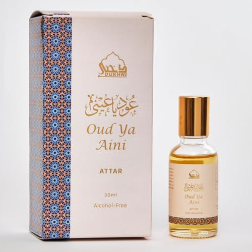 Oud ya Aini Attar Oil by Dukhni | Arab perfume oils for men and women | 30ml Pure roll on perfume, oud oil, woody oudh attar | Eid, Ramadan, Umrah Gifts, Vegan Islamic Fragrances