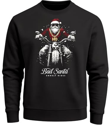 Neverless® Sweatshirt Herren Weihnachten Bad Santa Biker Motorrad Aufdruck Print Rundhals-Pullover Fashion Streetwear