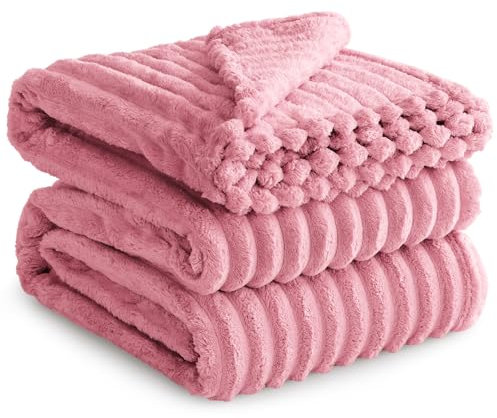 RUIKASI Plaid Polaire Canape Grande Taille - Plaid Rosa Doux Couverture Lit 2 Personnes 230x270, Plaid Chaud et Epaisse Hiver