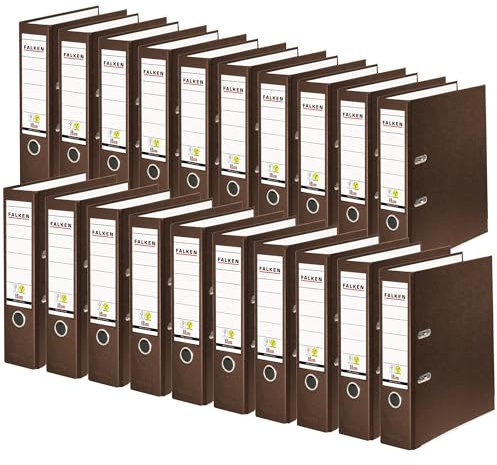Original Falken 20er Pack PP-Color Kunststoff-Ordner. Made in Germany. 8 cm breit DIN A4 Braun Vegan Ringordner Aktenordner Briefordner Büroordner Plastikordner Schlitzordner