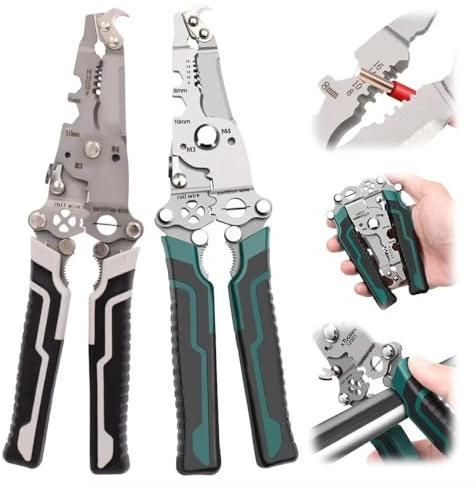 BOSENIYU 18 in 1 Foldable Wire Stripper, Multifunktions r Crimper Kabelschneider Zange zum Schneiden und Ziehen Drähte Kabelschere. (Schwarz + Grüner)