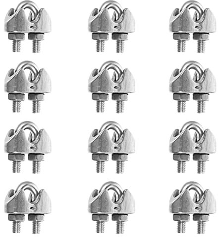 JEWEDECO 12stücke Drahtklemme Edelstahl-kabelclip Drahtseilzubehör U-typ Klemme Für Kabel Seil Stahlseil Klemme Für Terrassenmöbel Sonnensegel Deckenanker