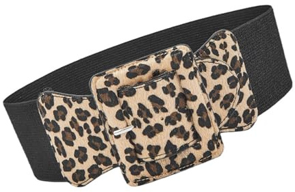 arenmi Breiter Retro-Bund für Damen, eleganter Wildgürtel mit Leoparden-Druck, Retro, breiter Gürtel, stilvolles Accessoire