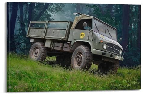 FYUER Unimog 404 S Poster mit deutschem Militärfahrzeug, dekoratives Gemälde, Leinwand, Wandkunstwerke, Bild, 60 x 90 cm